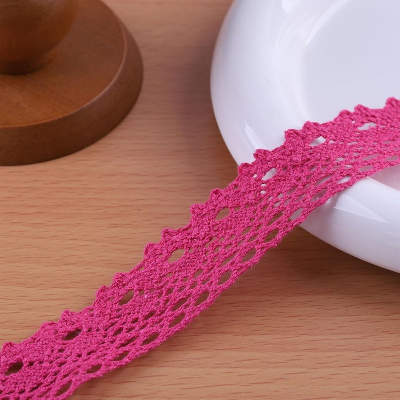 DYSHIPEN 20 Yards x 1 Inch Lace Ribbon Vintage Lace Trim Crochet Cotton Lace Edge for Christmas Package DIY Sewing Wedding Bridal Dress,Costume,Crafts and Sewing (Rose Red) - Image 1